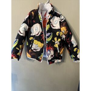 Members Only x Nickelodeon Rugrats Hi Shine White Puffer Jacket, sz Medium"Read"